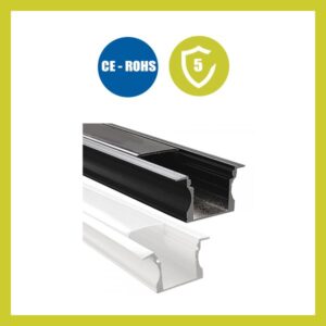 Perfil Blanco y Negro 2 metros Aluminio - ALAS - para LED