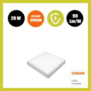Plafón LED Superficie Cuadrado 20W - OSRAM CHIP DURIS E 2835