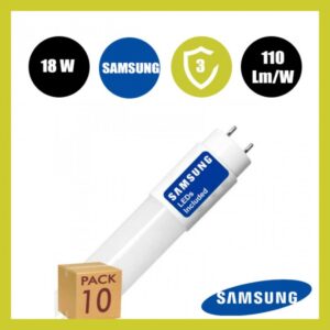 Tubo LED 18W Cristal 120cm 300º - ALTA LUMINOSIDAD - SAMSUNG CHIP PACK 10