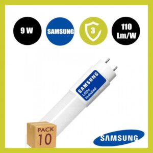 Tubo LED 9W Cristal 60cm 300º - ALTA LUMINOSIDAD - SAMSUNG CHIP PACK 10